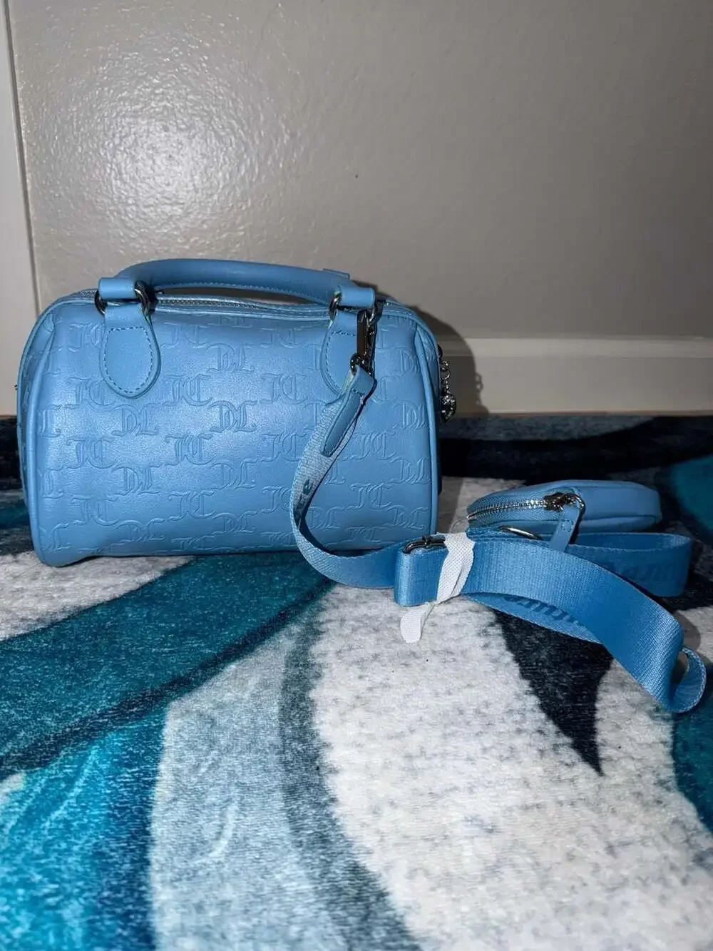 Juicy Couture Embossed Logo Satchel with Removable Pouch and Crossbody Strap